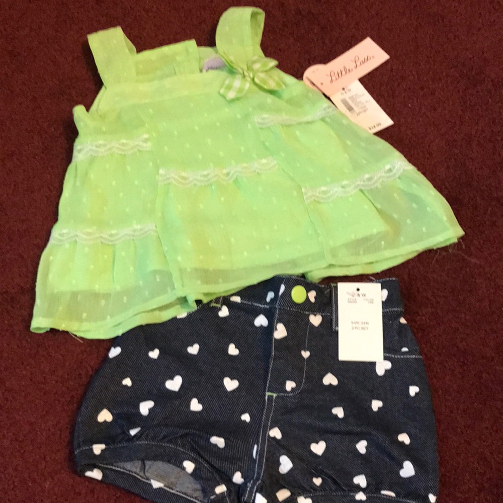 Little Lass Girls outfit 24M green sheer 2 pc set
